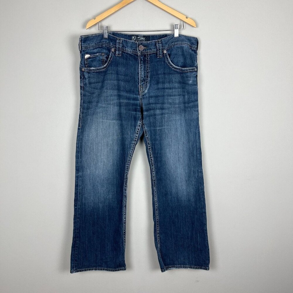 Silver Jeans Co Zac Jeans Mens 36X30 Blue Denim Straight Leg Relaxed 5-Pocket